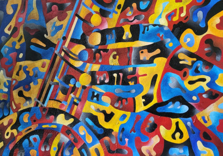 Saxophone n°4 Olio e polvere di marmo su tela  65x45 x2  2025